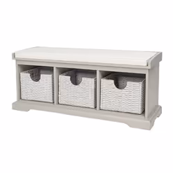 Charnwood Hallway Bench with Three Removable Storage Baskets and Removable Seat Cushion 24kg Grey