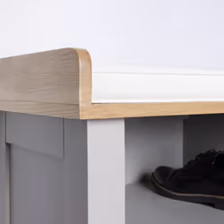CHARLES BENTLEY Shoe Storage Shelves, Shoe Rack, Charnwood, Hallway, Bench with Open Shoe Tidy, Free Standing, 4 Cubbies, Painted Grey, Removable Seat