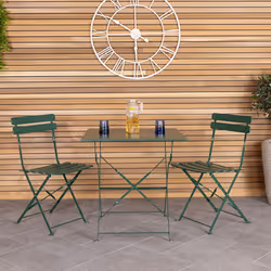 CHARLES BENTLEY Square Folding Powder Coated Steel Bistro Set For Patio, Garden, Balcony, Decking, Stylish, Outdoor Furniture ...