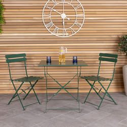 CHARLES BENTLEY Square Folding Powder Coated Steel Bistro Set For Patio, Garden, Balcony, Decking, Stylish, Outdoor Furniture, Rustproof, 2 Person,