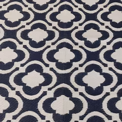 CHARLES BENTLEY Blue Patterned Lightweight Weatherproof Indoor/Outdoor Rug Plastic Garden Lightweight UV Resistant Recycled Material Mat For Balcony