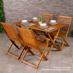 Charles Bentley FSC Acacia Hardwood Rectangular Folding Table 4 seater Foldable  Max user weight: 70kg L120 x W70 x H74cm