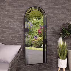CHARLES BENTLEY WarsawÂ Arch Mirror in Black, Weather Resistant, Shatterproof, Wall Mounted Accent Mirror DÃ©cor For Garden, Indoors, Iron, Aluminium
