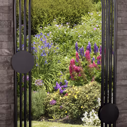 CHARLES BENTLEY WarsawÂ Arch Mirror in Black, Weather Resistant, Shatterproof, Wall Mounted Accent Mirror DÃ©cor For Garden, Indoors, Iron, Aluminium