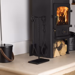 CHARLES BENTLEY Companion Set, Snug, Blackthorn, Fireside Companion Set, with Poker Tongs, Coal Shovel, Brush, Tool Stand, Iron, Matte, Traditional