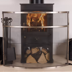 Charles Bentley Snug Holly Fireguard Rectangular Iron Contemporary Silver Gloss Mesh Centre