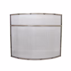 Charles Bentley Snug Holly Fireguard Rectangular Iron Contemporary Silver Gloss Mesh Centre