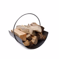 CHARLES BENTLEY Log Holder, Snug, Juniper, Log Storage, Circular, Iron, Silver, Nickel, Antique Ball Feet, Modern, Compact, Integrated Carry Handle,