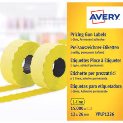 Avery YPLP1226, Yellow, Price tag, Permanent, Paper, 26 mm, 12 mm