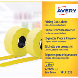 Avery YPLP1626, Yellow, Price tag, Permanent, Paper, 26 mm, 16 mm