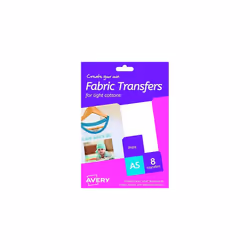 Avery HTT01 Printable Fabric Transfers for Light Cottons, 1 transfer Per A5 Sheet