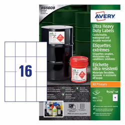 Avery Heavy Duty Ultra Resistant Label 52x74mm 16 Per A4 Sheet White (