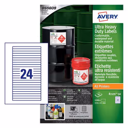 Avery Ultra Resistant Labels 11 x 134mm Permanent 24 Labels Per Sheet