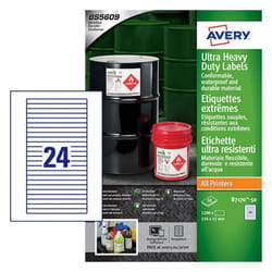 Avery Ultra Resistant Labels 11 x 134mm Permanent 24 Labels Per Sheet