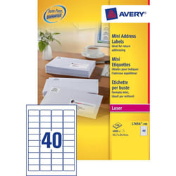 Avery Mini Laser labels. 45.7 x 25.4 mm