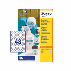 Avery L4850REV-25, White, Round, Laser/Inkjet printing, 48 pc(s), FSC, 21 cm