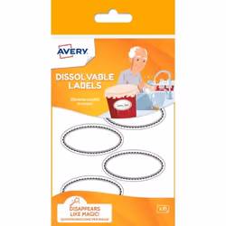 Avery UK Dissolvable Labels 55 x 29mm White with black rims (Pack 18 L