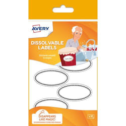 Avery UK Dissolvable Labels 55 x 29mm White with black rims (Pack 18 L