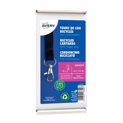 Avery 4842N, Badge holder, Metal, Polyethylene terephthalate (PET), Black, 15 mm, 440 mm, 10 pc(s)