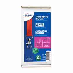 Avery 4842R, Badge holder, Metal, Polyethylene terephthalate (PET), Red, 15 mm, 440 mm, 10 pc(s)
