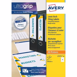 Avery Laser Filing Label Lever Arch File 200x60mm 4 Labels per Sheet W