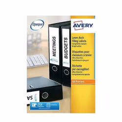 Avery Lever Arch Labels Inkjet 200x60mm White 4 Labels per Sheet (Pack