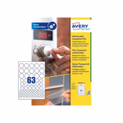 Avery AM00CA4, Transparent, Round, Permanent, 35x35mm, 20x20mm, 15x15mm, A4, Polyethylene terephthalate (PET)