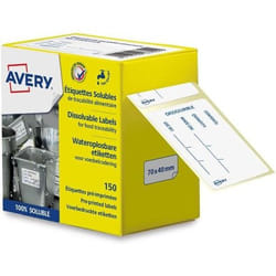 Avery Wash Off/Dissolvable Food Traceability Labels 70 x 40mm (Pack 15