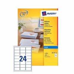 Try these Avery® QuickDRY™ address labels 24 to a sheet address label’s. they are fully optimised for an inkjet printer givin ...