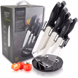 Sabatier Professional L'Expertise 6pc Revolving Knife Block Set - High Quality Chrome Molybdenum Stainless Steel, Finely Grou ...