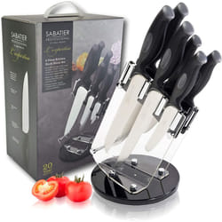 Sabatier Professional L'Expertise 6pc Revolving Knife Block Set - High Quality Chrome Molybdenum Stainless Steel, Finely Ground Razor Sharp