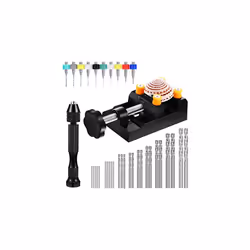 37 Pieces Hand Drill Set, Include Pin Vise Hand Drill with Mini Drills, Twist Drills and Bench Vice for Craft Carving DIY (0. ...