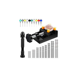 37 Pieces Hand Drill Set, Include Pin Vise Hand Drill with Mini Drills, Twist Drills and Bench Vice for Craft Carving DIY (0.1-1 mm PCB Drill)