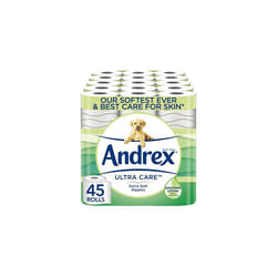 Ultra Care Toilet Paper - 45 Toilet Roll Pack - contains soothing lotion with Aloe Vera for our best care for skin - Dermatologically Tested