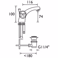 Bristan VAC BAS C MT Club Mono Basin Mixer with Pop Up Waste and Metal Heads - Chrome Plated