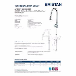 Bristan APR PULLSNK C Apricot Monobloc Sink Mixer with Pull-Out Spray