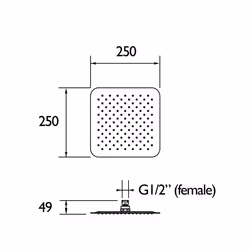 Bristan FH SLSQ02 C 250 mm Slimline Square Fixed Head - Chrome Plated, Rose