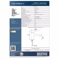 Bristan COB SMBAS C Cobalt Small Basin Mixer, Chrome