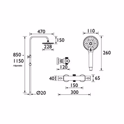 Bristan Buzz2 Adjustable Rigid Riser Dual Head Diverter Bar Mixer Thermostatic Shower - Chrome - BUZ2 SHXDIVCTFF C