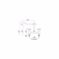 Bristan Kitchen Tap Sink Mixer Colonial Bridge Surface Mounted 180x235x225 mm
