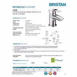Bristan CAP EBAS C Capri Basin Mixer with Eco-Click and Pop-up Waste
