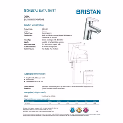 Bristan OR BAS C Orta Basin Mixer with Clicker Waste - Chrome Plated