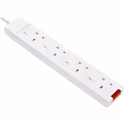 Masterplug SWG4-MP Four Socket Rewireable Trailing Socket with Power Indicator and Individual Switches, without Plug and Cable, 13 Amp, White