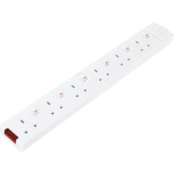 Masterplug 6 Socket Switched Trailing Lead No Plug & Cable White 13A