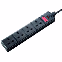 Masterplug EXS1342B 13amp 4 Socket 2m Heavy Duty Extension Lead - Black