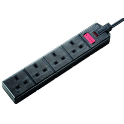Masterplug EXS1342B 13amp 4 Socket 2m Heavy Duty Extension Lead - Black