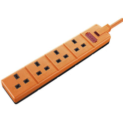 Masterplug EXS1342O 13amp 4 Socket 2m Heavy Duty Extension Lead - Orange
