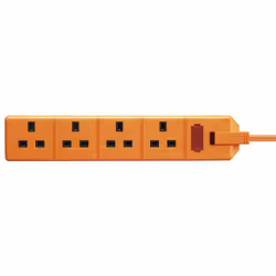 Masterplug EXS1342O 13amp 4 Socket 2m Heavy Duty Extension Lead - Orange