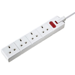 Masterplug EXS1342W 13amp 4 Socket 2m Heavy Duty Extension Lead - White
