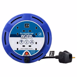Masterplug SCT0510/4BL 10amp 4 Socket 5m Small Cassette Reel - Blue